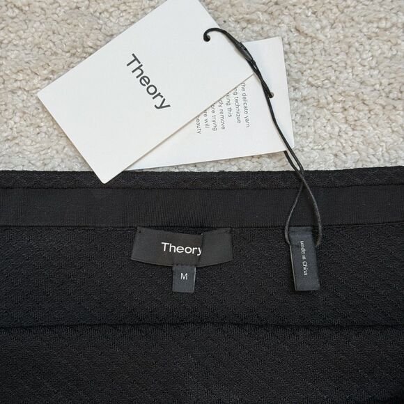 NWT Theory Women's Teslia A-Line Mini Stretchy Slim Fit Skirt Black Sz M RP 298 - Picture 5 of 10